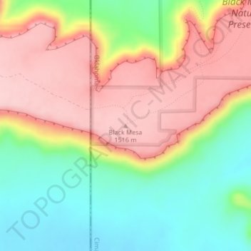 Mappa topografica Black Mesa, altitudine, rilievo