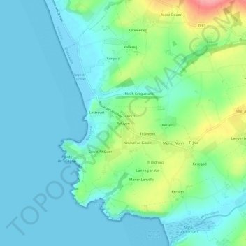 Mappa topografica Reluyen, altitudine, rilievo