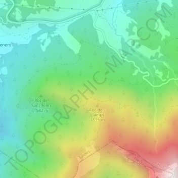 Mappa topografica Costa del Roderet, altitudine, rilievo
