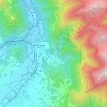 Mappa topografica Albacina, altitudine, rilievo
