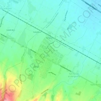 Mappa topografica Osteria Grande, altitudine, rilievo
