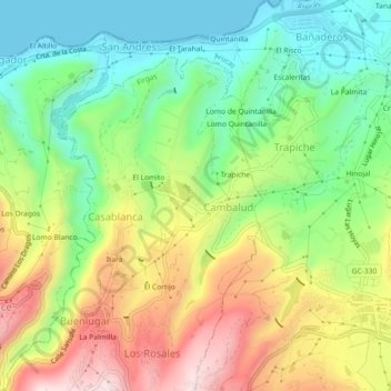 Mappa topografica Los Dolores, altitudine, rilievo