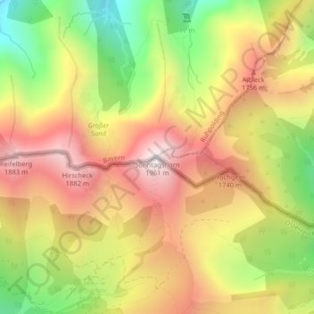 Mappa topografica Sonntagshorn, altitudine, rilievo