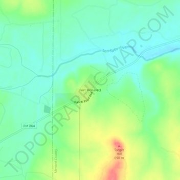 Mappa topografica Fort McKavett, altitudine, rilievo