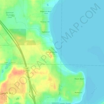 Mappa topografica Indian Heights, altitudine, rilievo