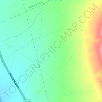 Mappa topografica El Cañete, altitudine, rilievo