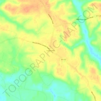 Mappa topografica Lanesville, altitudine, rilievo