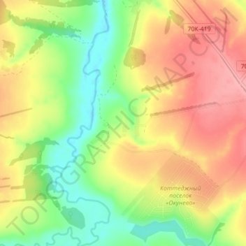 Mappa topografica Кунеево, altitudine, rilievo