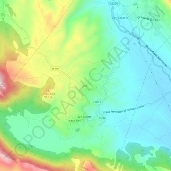 Mappa topografica Colli, altitudine, rilievo
