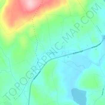 Mappa topografica East Wilton, altitudine, rilievo