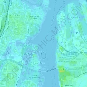 Mappa topografica Unterwarnow, altitudine, rilievo