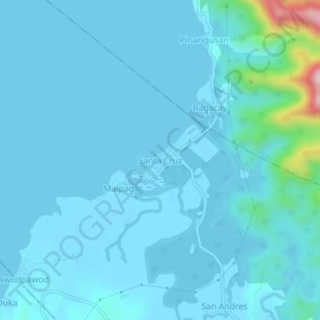 Mappa topografica Santa Cruz, altitudine, rilievo