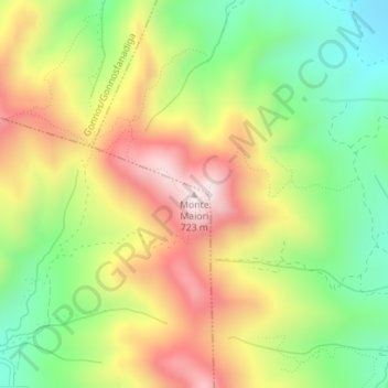 Mappa topografica Monte Maiori, altitudine, rilievo
