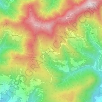 Mappa topografica Quarazzana, altitudine, rilievo