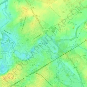 Mappa topografica Près du Montet, altitudine, rilievo