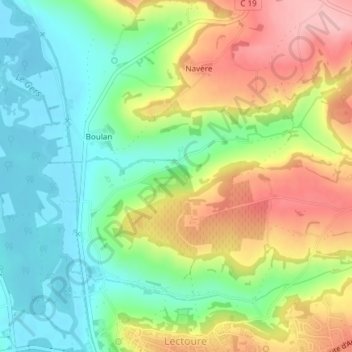 Mappa topografica Trochet, altitudine, rilievo