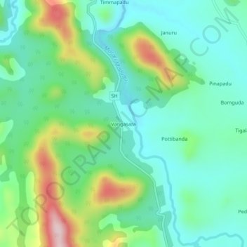 Mappa topografica Vangasara, altitudine, rilievo