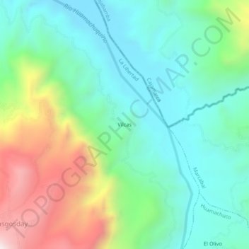 Mappa topografica Vilcas, altitudine, rilievo