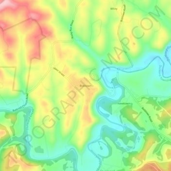Mappa topografica Bobtown, altitudine, rilievo