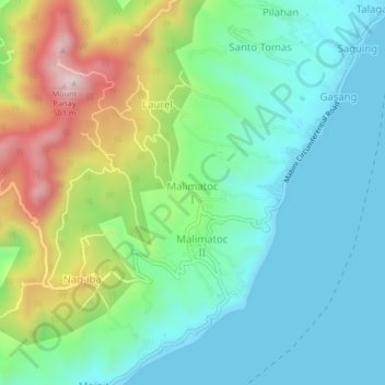Mappa topografica Malimatoc I, altitudine, rilievo