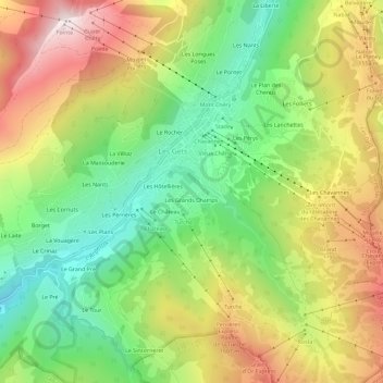 Mappa topografica Les Putays, altitudine, rilievo