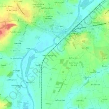 Mappa topografica Bois du Breil, altitudine, rilievo