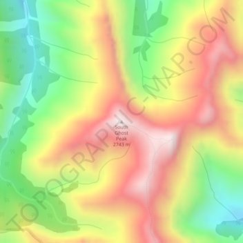 Mappa topografica South Ghost Peak, altitudine, rilievo