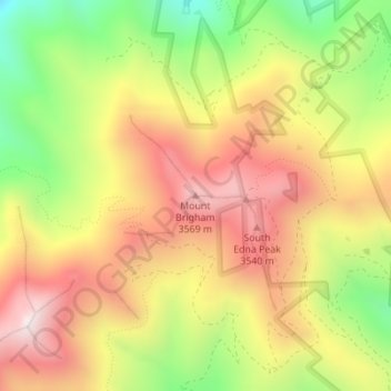 Mappa topografica Mount Brigham, altitudine, rilievo