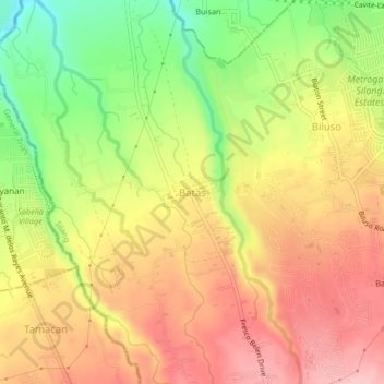 Mappa topografica Batas, altitudine, rilievo