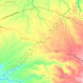 Mappa topografica Bendita 2, altitudine, rilievo