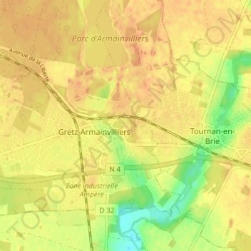 Mappa topografica Le Rocher, altitudine, rilievo