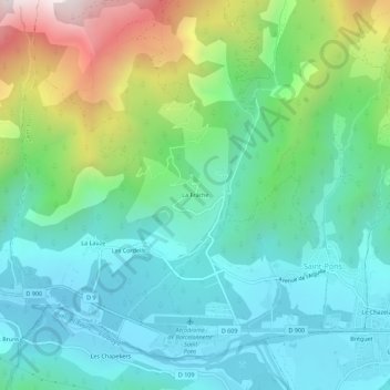 Mappa topografica La Frache, altitudine, rilievo