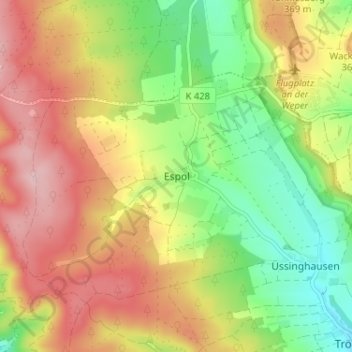 Mappa topografica Espol, altitudine, rilievo