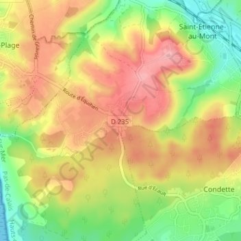 Mappa topografica Ecault, altitudine, rilievo