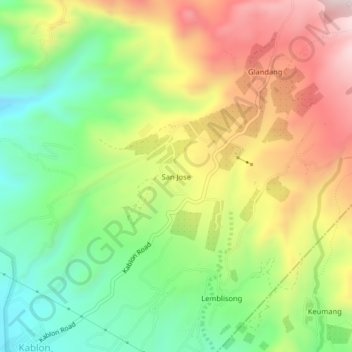 Mappa topografica San Jose, altitudine, rilievo