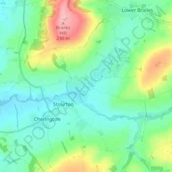 Mappa topografica Sutton-under-Brailes, altitudine, rilievo