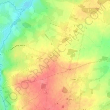 Mappa topografica La Coudre, altitudine, rilievo