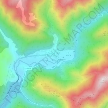 Mappa topografica Palacios del Sil, altitudine, rilievo