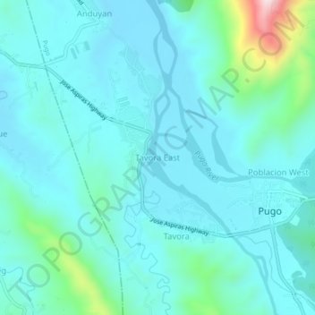 Mappa topografica Tavora East, altitudine, rilievo