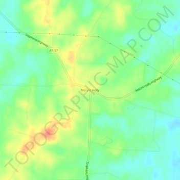 Mappa topografica Mount Holly, altitudine, rilievo