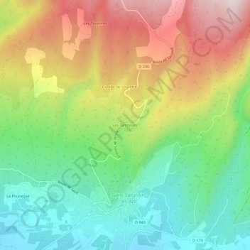 Mappa topografica Les Tambours, altitudine, rilievo