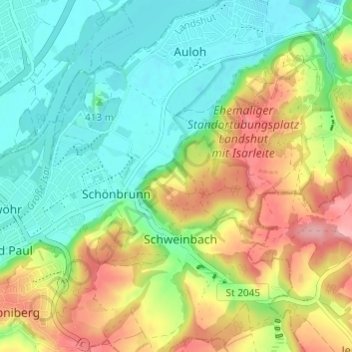 Mappa topografica Kranzed, altitudine, rilievo
