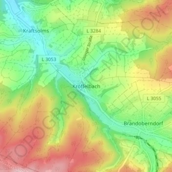 Mappa topografica Kröffelbach, altitudine, rilievo