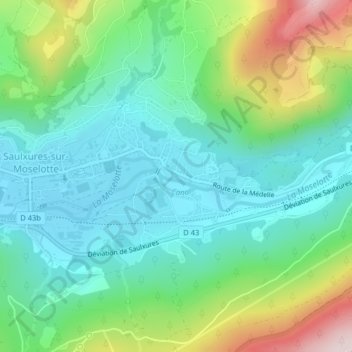 Mappa topografica Champ Mol Velet, altitudine, rilievo