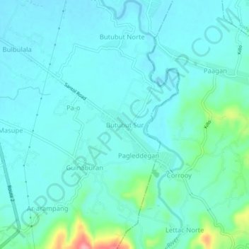 Mappa topografica Butubut Sur, altitudine, rilievo