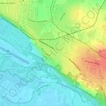 Mappa topografica Boberg, altitudine, rilievo