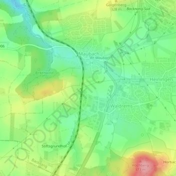 Mappa topografica Gehräcker, altitudine, rilievo