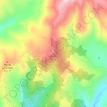 Mappa topografica Monte Fiore, altitudine, rilievo