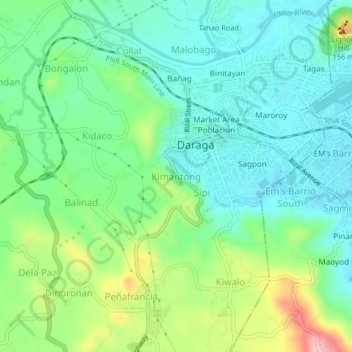 Mappa topografica Kimantong, altitudine, rilievo