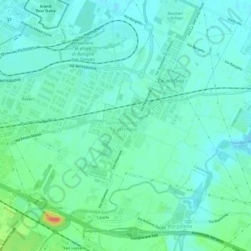 Mappa topografica Villanova di Castenaso, altitudine, rilievo